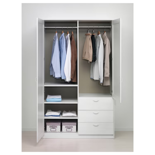 MUSKEN Wardrobe 2 drs 3 drawers white